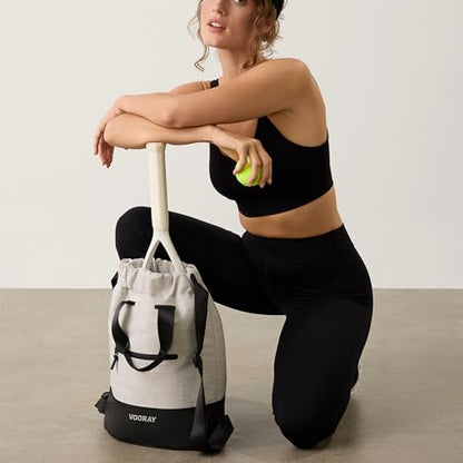 VOORAY 23L Flex Cinch Drawstring Backpack – Lightweight Travel Bag, Weekender & Sports Gym Bag for Women and Men - color: Heather Grey