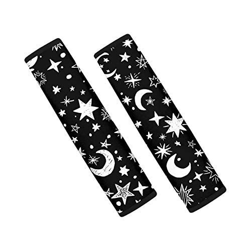 Forchrinse Moon and Star Pattern 2 PCS Auto Seat Belt Cover Strap Shoulder Pad for for Car,Truck,SUV,Backpack,Shoulder Bag - color: Moon Star