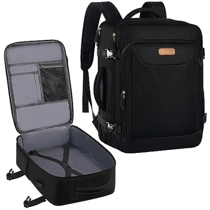 Carry on Backpack, Flight Approved Travel Backpack TSA 15.6 Inch Anti-Theft Laptop Backpack Lightweight Daypack College Weekender Overnight Bag, 16.8 * 11.4 * 7inch,Black - color: Black