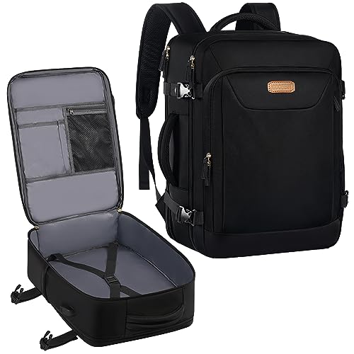 Carry on Backpack, Flight Approved Travel Backpack TSA 15.6 Inch Anti-Theft Laptop Backpack Lightweight Daypack College Weekender Overnight Bag, 16.8 * 11.4 * 7inch,Black - color: Black