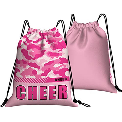 Drawstring Backpack Waterproof Gym Drawstring Bags Sports String Bag Camo Sackpack-Pink Cheer Drawstring Bag - color: Cheer Drawstring Bags-camo Pink