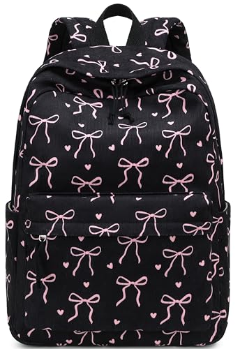 LEDAOU School Backpack for Teen Girls Elementary Middle School Bookbag Kids Backpacks Women Laptop Backpack Travel Daypack (Bow Tie Black) - color: A-bow Tie Black