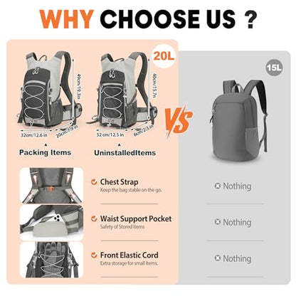 30L Hiking Backpack with Rain Cover Lightweight Hiking Daypack for Travel Camping Outdoors Knapsack for Men Women (Black) - color: Black
