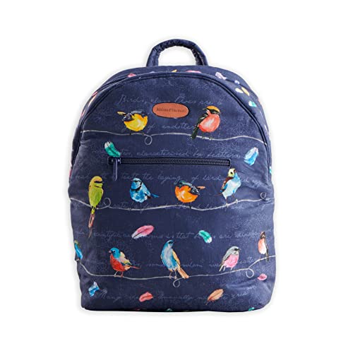 Maison d' Hermine Backpack for Women Men Cotton Shoulder Multipurpose Rucksack with Small Pouch Lightweight Multi Pocket Bag for Travel Work Perfect for Spring Summer (Birdies on Wire - Navy) - color: 10 - Birdies on Wire - Navy