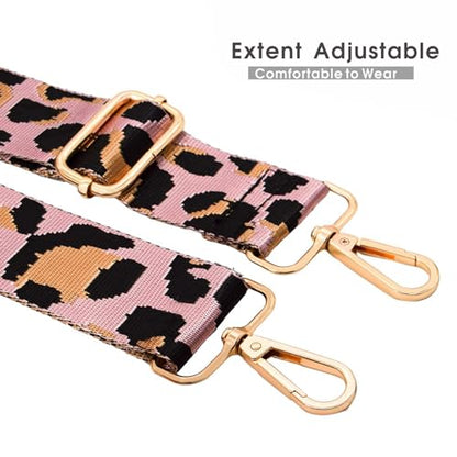 Replacement Purse Strap Shoulder Strap Adjustable Crossbody Strap for Women Crossbody Wide Shoulder Bag - color: Gold Hardware+bw-pink