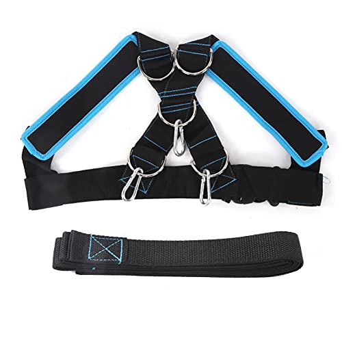 HERCHR Weight Bearing Shoulder Strap, Resistance Strength Training Shoulder Bands Pulling Sled Harness Vest Bands with Pulling Strap for Football Workout - color: black blue