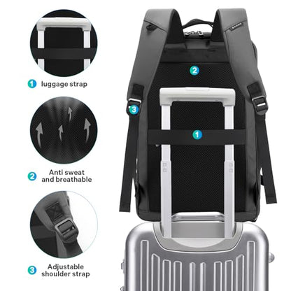 BANGE Large Luggage backpack Backpack, 40L Travel Laptop Backpack Fits 17.3 Inch Notebook, Traveling Luggage Backpack,Carry On Rucksack with Water Bottle Holder for Traveling, Hiking, Business - color: Grey