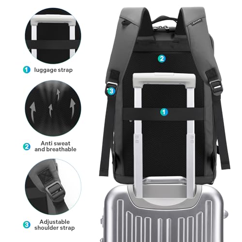 BANGE Large Luggage backpack Backpack, 40L Travel Laptop Backpack Fits 17.3 Inch Notebook, Traveling Luggage Backpack,Carry On Rucksack with Water Bottle Holder for Traveling, Hiking, Business - color: Grey