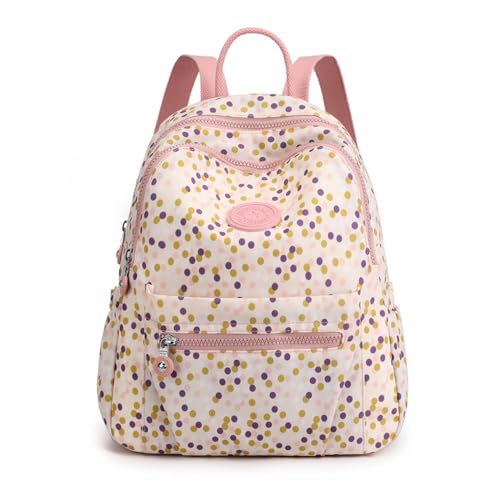 Tanweibago Mini Nylon Women Backpacks,11L Small Ladies backpacks Casual Lightweight Women Shopping Travel Daypack (A-Dot Pink) - color: A-dot Pink