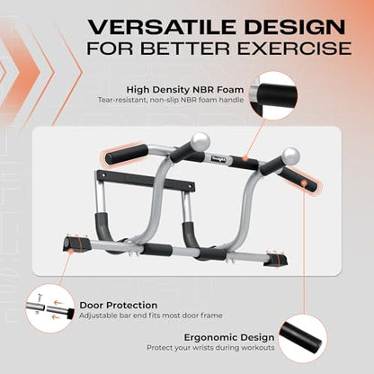 Yes4All Heavy Duty Wall Mounted Pull Up Bar, Over Door Pull Up Bar for Doorway, Multi Grip Chin Up Bar, Sturdy Strength Training Bars & Durable Gym Bar for Home Exercise - style: Elevated Doorway Pull Up Bar