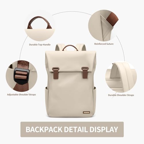 GOLF QUALITYWomen Laptop Backpack Computer Backpacks Carry On Waterproof backpack Fits 15.6Inch Notebook Travel Commute College (Apricot) - color: Elegant Apricot, size: 15.6 Inch