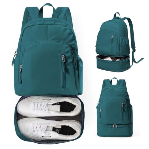 Gym Backpack for Women Men, Dance Volleyball Backpacks With Shoe Compartment, Sports Back pack For Yoga Fitness Beach Hiking Sports(Peacock Blue) - color: Peacock Blue