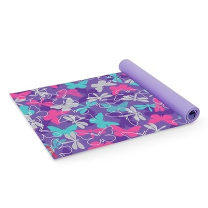 Antsy Pants Yoga Mat for Stretching and Yoga - color: Purple Butterflies