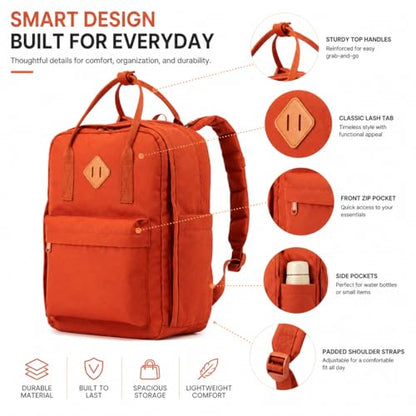 Travel Backpack for Women & Men, Laptop Backpack Fits 15.6 Inch Laptop, Water-Resistant Durable Computer Bag for Work, College & Daily Commute (Red) - color: Red