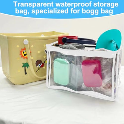 Mity Rain Clear Bag Organizer - Waterproof Tote Bag Dividers for X Large Bags, Suitable for BOGG BAG W/10 Buttons White