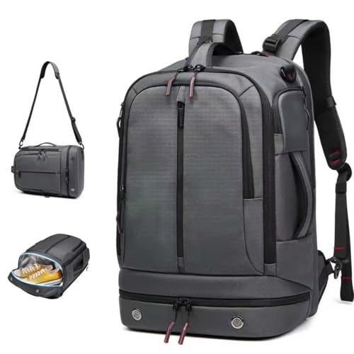 Somago 16 Inch Laptop Backpack Water Resistant Carry On Daypack Backpack Anti Theft Travel Rucksack Backpack with Shoe Compartment Shoulder Strap for Men Women, 33L (Grey) - color: Grey
