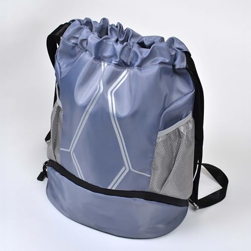 Nupouch Drawstring Backpack: Lightweight, Water-Resistant, Reflective Gym Bag w/Shoe Compartment for Travel, Hiking, Sports - color: Light Blue
