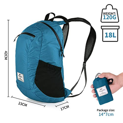 Naturehike 18L Lightweight Hiking Backpack, Waterproof Camping Packable Backpack Ultralight for Travel, Airplane, Small Hiking Daypack for Adults, Blue - color: Blue