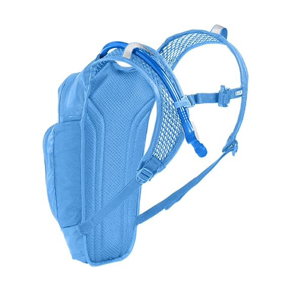 CamelBak Mini M.U.L.E. Kids Hydration Backpack, Lightweight Trail and Bike Pack with 50oz Reservoir - color: Blue/Palm