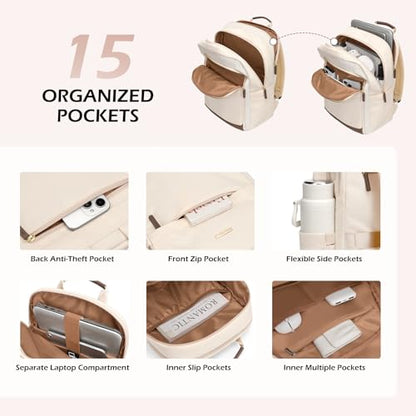 Laptop Backpack for Women Travel Carry On Bag Weekender Business Multilayer Personal Item Backpack,16 Inch,WApricot - color: C-wapricot, size: 16 Inch