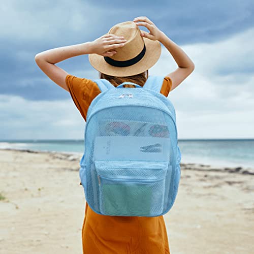 COVAX Heavy Duty Mesh Backpack, See Through College Backpack with Padded Shoulder Straps for Commuting, Swimming, Travel, Beach, Outdoor Sports (Blue) - color: Blue
