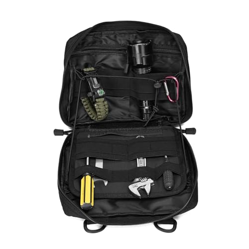 35L Tactical Backpack with Shoe Compartment & Molle Admin Pouch Combo – 1000D Water Resistant Military Backpack for Laptop 15.6” + Laser Cut EDC Tool Organizer Bag – Outdoor Hiking Gym Assault