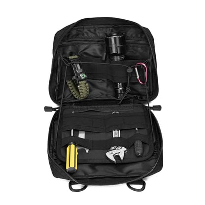 35L Tactical Backpack with Shoe Compartment & Molle Admin Pouch Combo – 1000D Water Resistant Military Backpack for Laptop 15.6” + Laser Cut EDC Tool Organizer Bag – Outdoor Hiking Gym Assault