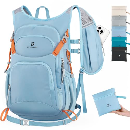 BECOJADDE 20L Hiking Backpack Lightweight Travel Backpacks Water-Resistant Daypack Fits Cycling Helmets for Men Women for Daily Outdoor Camping, Sky Blue - color: Sky Blue, size: 20L