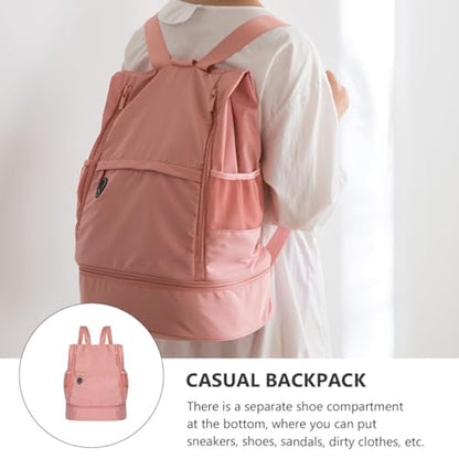 GALPADA Waterproof Dry Wet Separated Backpack for Women, Portable Lightweight Travel Daypack with Multi-compartment Storage, Casual Pink Sports Gym Bag for Outdoor Activities