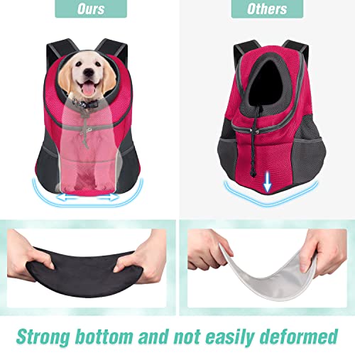 YUDODO 4-8lbs Dog Front Carrier Backpack, Adjustable Breathable Pet Carrier for Small Dogs, Ventilated Puppy Back Pack with Safety Belt, Lightweight Doggy Backpack for Hiking Outdoor (Rose, M) - color: Rose