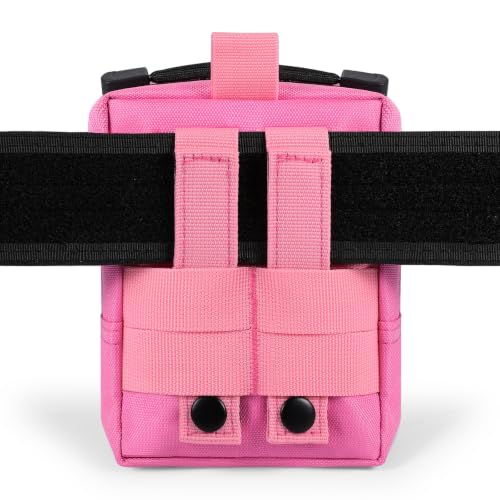 FRTKK 2 Pack Molle Pouches - Tactical Compact Water-Resistant EDC Pouch Bag Small Utility Pouch - color: 2 Pack - Pink