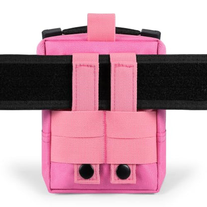 FRTKK 2 Pack Molle Pouches - Tactical Compact Water-Resistant EDC Pouch Bag Small Utility Pouch - color: 2 Pack - Pink
