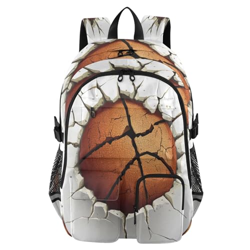 Bolaz Wall Breaking Basketball Travel Backpack 14 Inch Laptop Computer Bag Sturdy School Bag College Bookbag