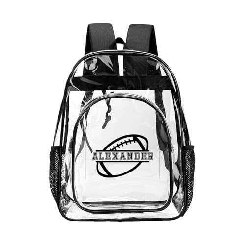 Personalized Kids Clear Backpack for Boys, Custom Water Proof Transparent Backpack Heavy Duty With Reinforced Strap for College Workplace, Back to School Gifts for Boys Girls - color: M-clear Backpack