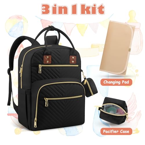 Tenot Baby Diaper Bag Backpack, Travel Diaper Bags for Baby Girl Boy Large Capacity Baby Bag Backpack for Women Black - color: Black
