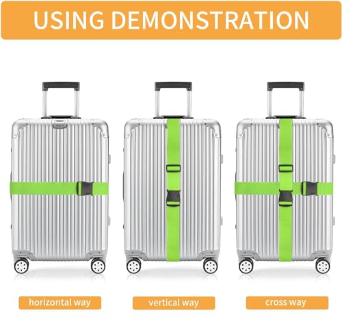 BILIONE Luggage Straps Belts TSA Approved Keep Suitcase Secure While Traveling, 79" Long Add a Bag Premium Accessory for Travel Bag Closure, 2 Pack Rainbow