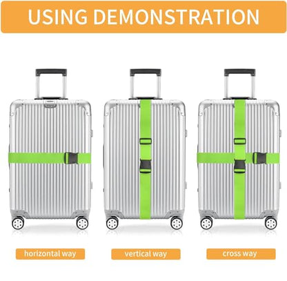 BILIONE Luggage Straps Belts TSA Approved Keep Suitcase Secure While Traveling, 79" Long Add a Bag Premium Accessory for Travel Bag Closure, 2 Pack Rainbow