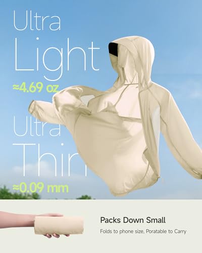 BENEUNDER Women's UPF 50+ Lightweight Sun Protection Jacket Athletic Short Hoodie - color: Camel, size: Large