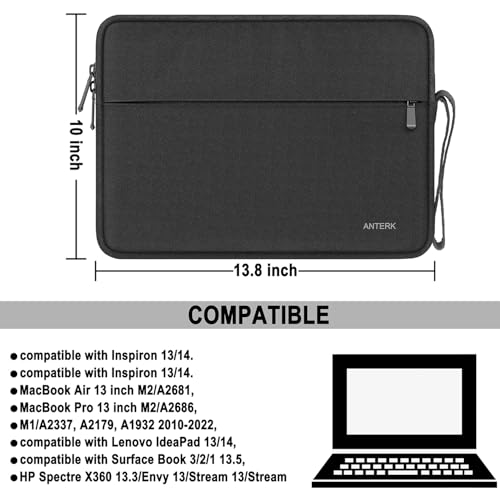 Laptop Case 13.3 Inch, Shockproof Protective Traveling Carrying Computer Sleeve Compatible with MacBook Air 13.3 inch/MacBook pro 14 inch, Compatible for HP, Dell, Laptop Bag with Pocket, Black - color: Black, size: 13.3 Inch