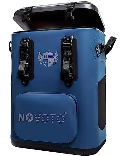 30 Can Magnetic Backpack Cooler, Zipperless Soft Cooler Backpack with Wide-Mouth Magnetic Lid, Leakproof Insulated Soft Sided Cooler for Beach, Fishing, Tailgating & Kayak - color: Navy