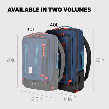 Topo Designs Global Travel Bag – 30L or 40L - Carry-On Compliant Most Airlines, Durable Travel Duffel Bag, Clam Shell Main Pocket, Laptop Sleeve, Backpack, Sling, Luggage (40L / Navy) - color: Navy, size: 40L