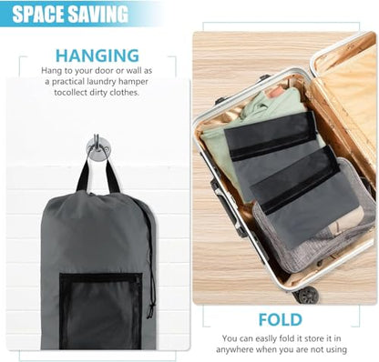 Laundry Bag Backpack with Shoulder Straps and Mesh Pocket Laundry Backpack Large Portable Laundry Hamper for College Laundromat Apartment with Drawstring Closure, Adjustable Back Straps (Grey) - color: Smoky