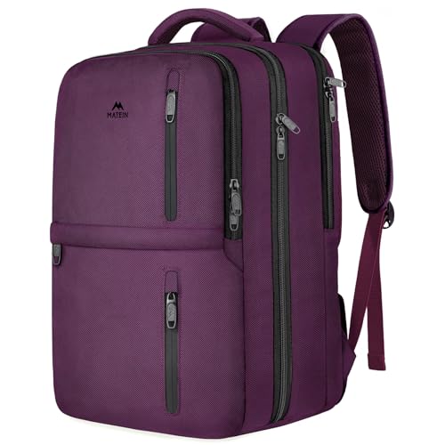 MATEIN Large 45L Travel Backpack for Women, Airline Approved Carry on Backpack with Shoe Compartment, Water Resistant Luggage College Overnight Weekender Travel Bag Fit 18" Laptop, Purple - color: Purple, size: XX-Large