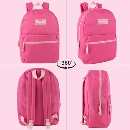 Trail maker Classic 17 inch Backpacks with Adjustable Padded Straps | School Backpacks for Girls, Boys (Pink) - color: Pink