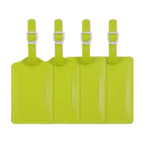 Luggage Tags, Leather Personalized Suitcase Tag Set Luggage id Tags Labels Travel Accessories - color: Green