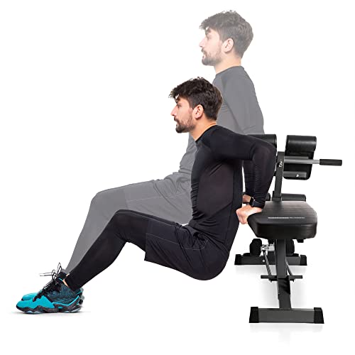 HolaHatha Adjustable Flat & Decline Bench, Weight Lifting and Training Equipment for Full Body Workout - Padded Seat and Dumbbell Storage