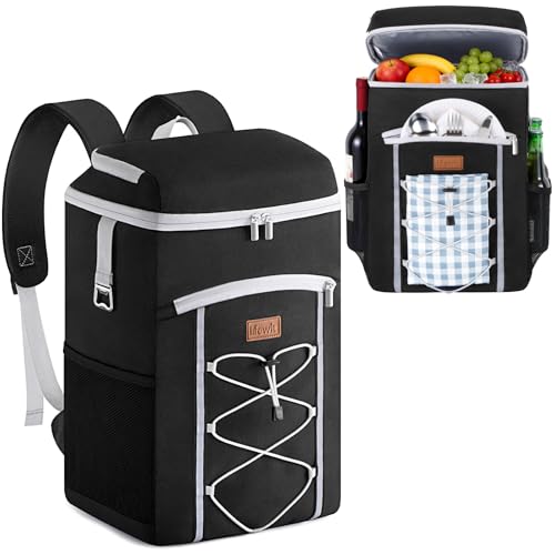 Lifewit Cooler Backpack, 45 Cans Insulated Picnic Backpack with 2 Leak Proof Compartments for Men Women, Cooler Bag for Beach, Travel, Camping, Lunch, Hiking, BBQ, Black - size: 45 Can(28L)