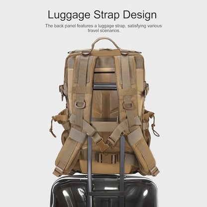 LHI Military Tactical Backpack for Men and Women 45L Army 3 Days Assault Pack Bag Large Rucksack with Shoe Compartment - color: 1.2 Shoe Compartment(khaki)