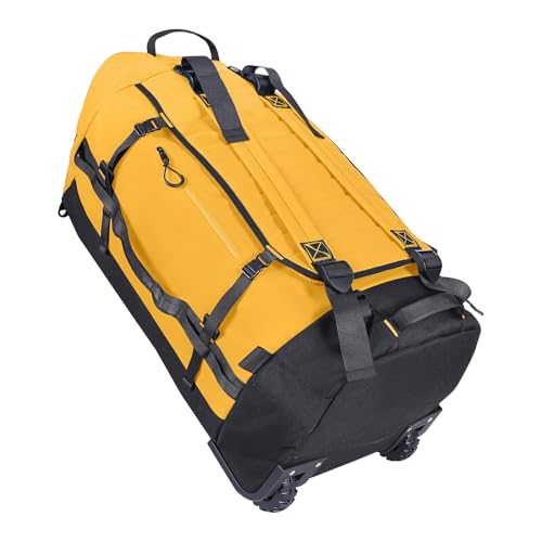 85L 29“ Foldable Rolling Backpack with Wheels, Soft-side Travel Duffle Bag with Separate Shoe Compartment, Full Quilted Bottom, Yellow - color: Yellow