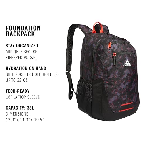 adidas Excelerator School Backpack, 33L - color: Galaxy Camo Black-bright Red/Black/Bright Red, size: OSFA